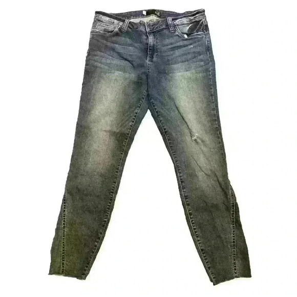 Kut From The Kloth Jeans Women's Sz 12 Connie Ankle‎ Skinny Distressed Raw Hem - Picture 1 of 15